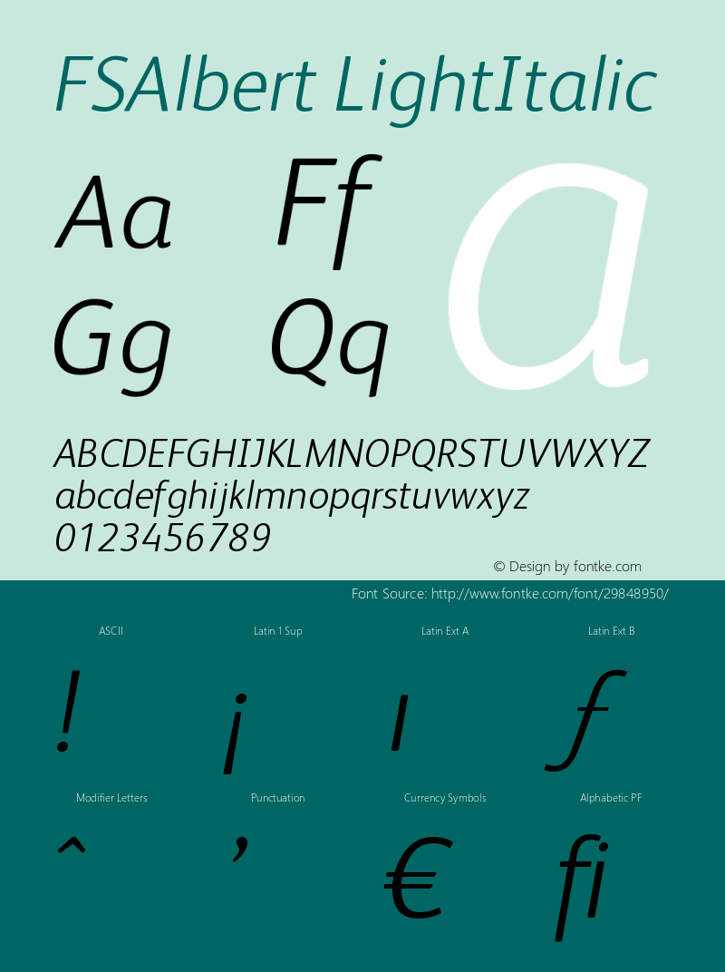 FSAlbert LightItalic Version 001.000图片样张