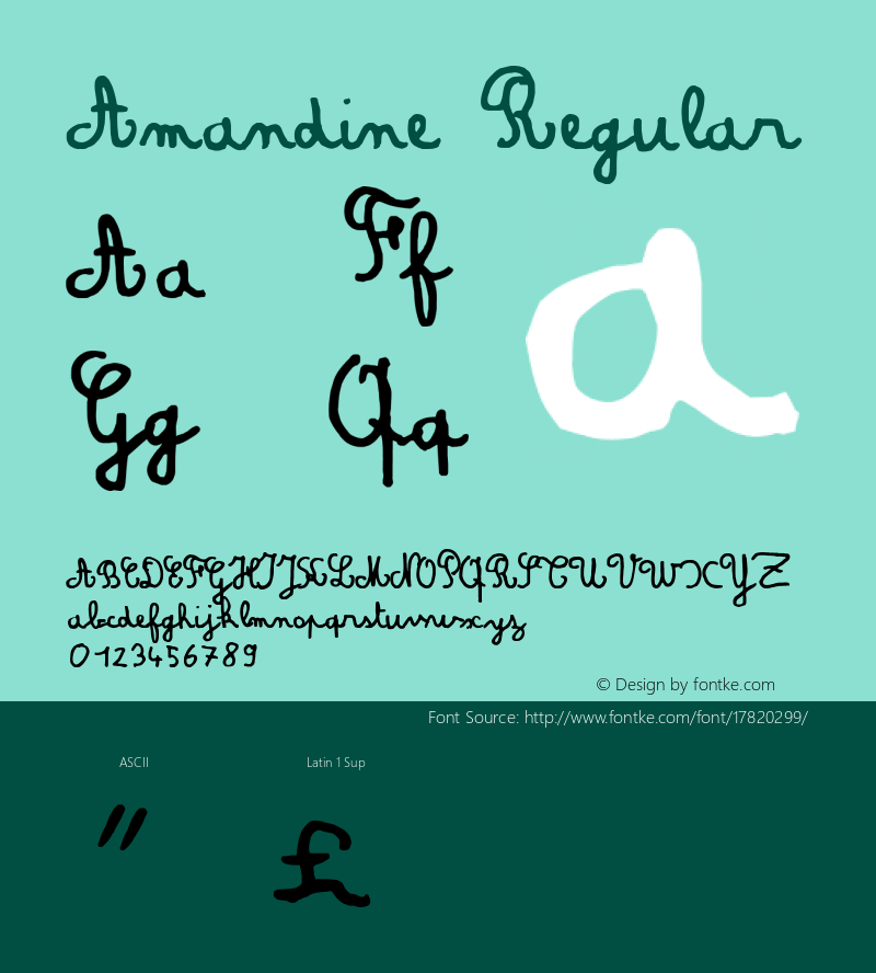 Amandine Regular 1998; 1.0, initial release图片样张