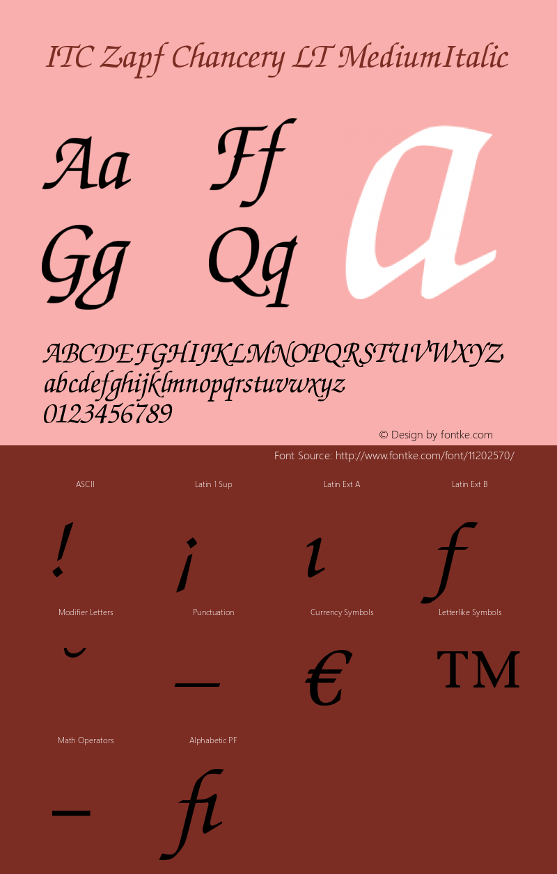 ITC Zapf Chancery LT MediumItalic Version 006.000图片样张