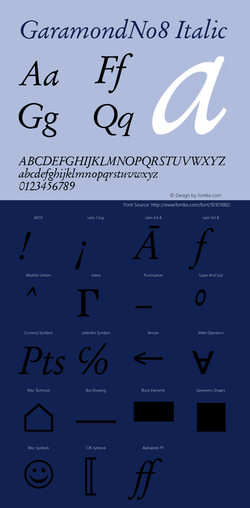 GaramondNo8 Italic Version 1.05图片样张