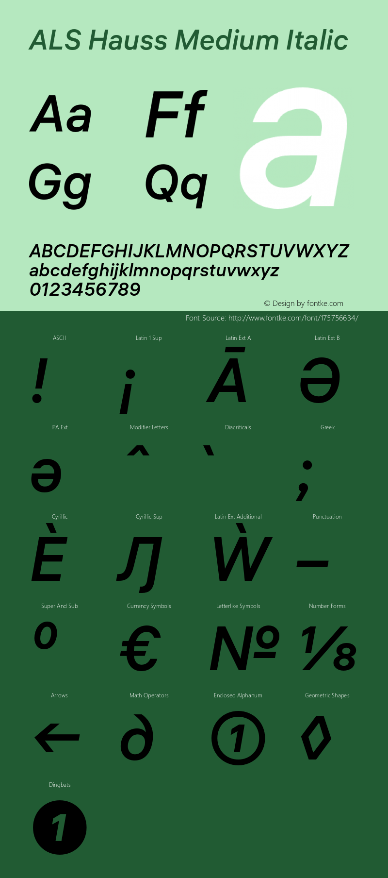 ALS Hauss Medium Italic Version 1.000图片样张