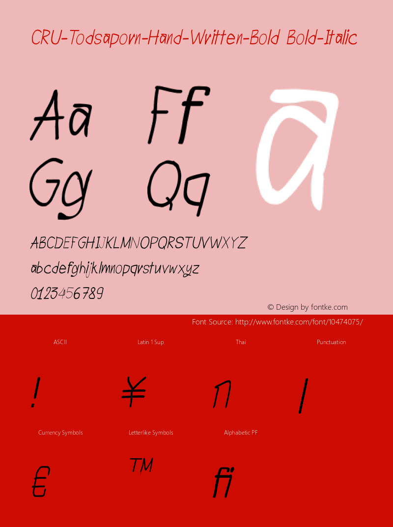 CRU-Todsaporn-Hand-Written-Bold Bold-Italic Version 0.2图片样张