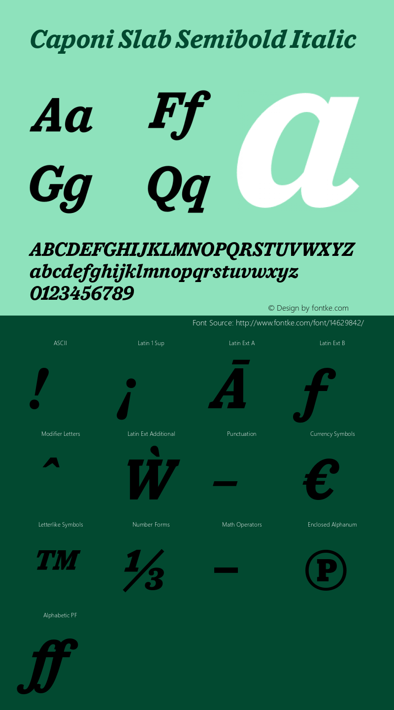 Caponi Slab Semibold Italic Version 1.100图片样张