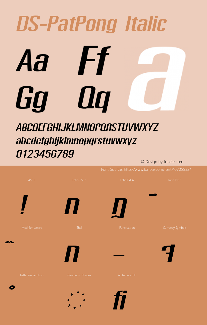 DS-PatPong Italic Version 1.000 2006 initial release图片样张