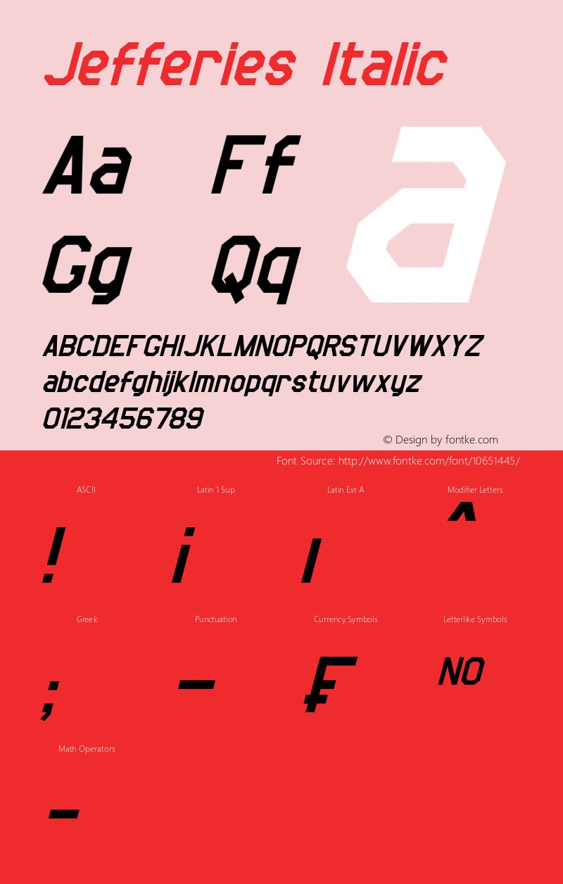Jefferies Italic Version 1.10 February 16, 2015图片样张
