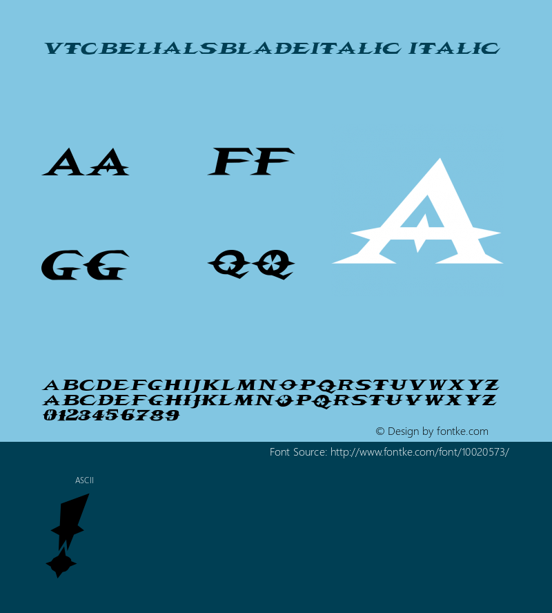 VTCBelialsBladeItalic Italic 1999; 1.0, initial release图片样张