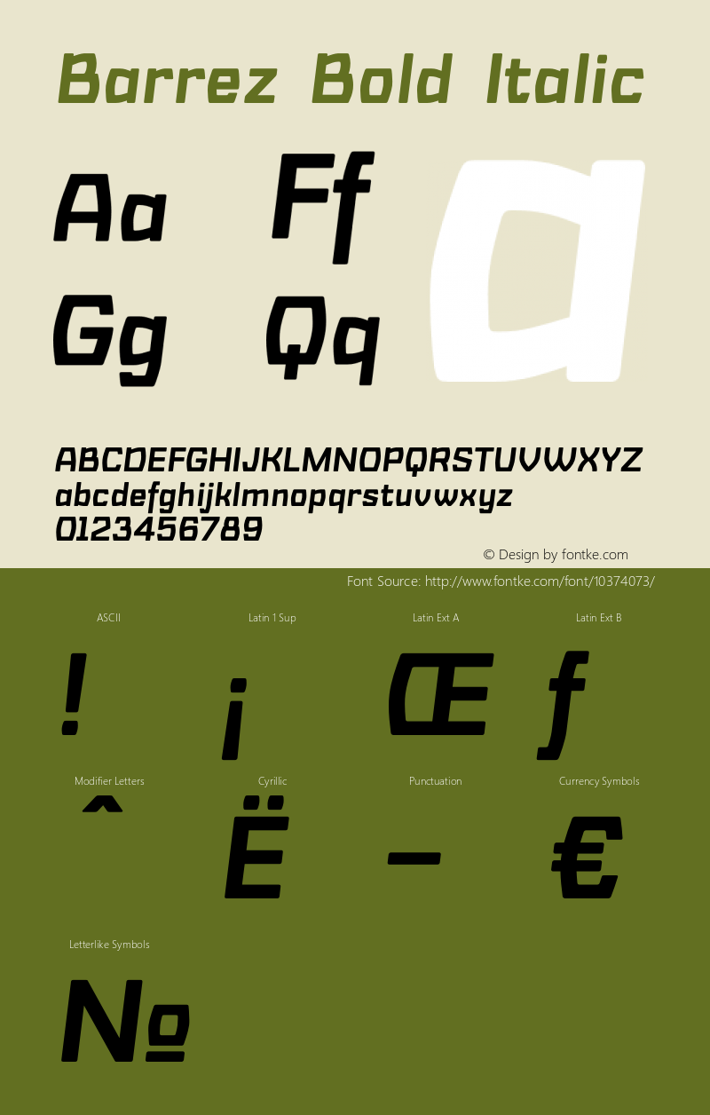 Barrez Bold Italic Version 1.000;PS 001.001;Core 1.0.38图片样张