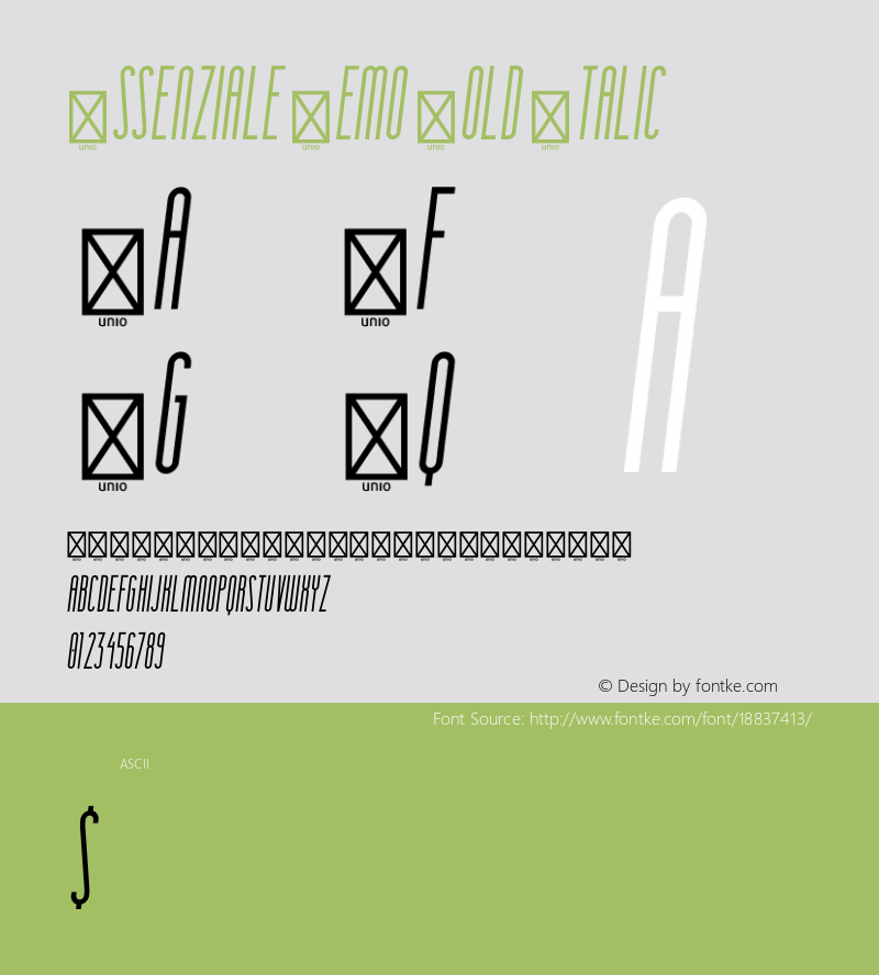 Essenziale Demo Bold Italic Version 1.010图片样张