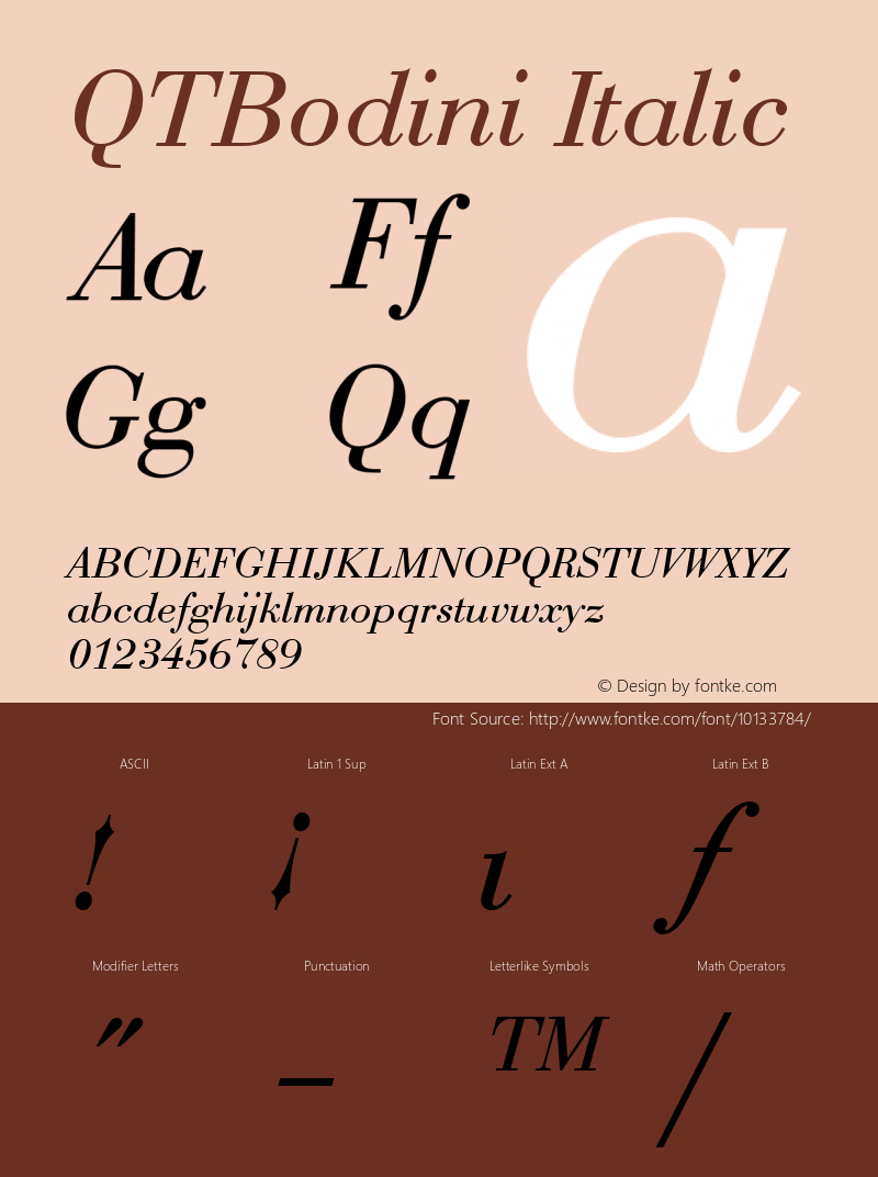 QTBodini Italic QualiType TrueType font  9/18/92图片样张