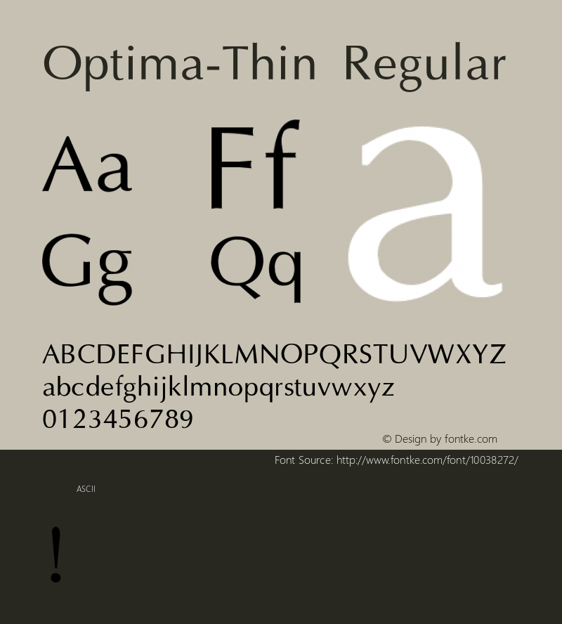 Optima-Thin Regular Converted from J:\ALLTYPE\FONTS\OPTIMA.TF1 by ALLTYPE图片样张