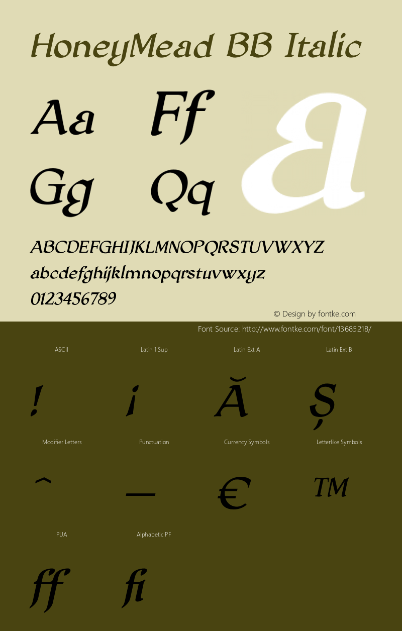 HoneyMead BB Italic Version 1.000图片样张