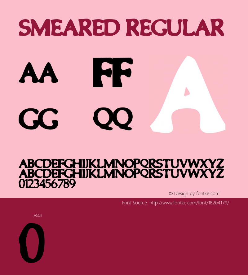 Smeared Regular Macromedia Fontographer 4.1.5 1999-10-17图片样张