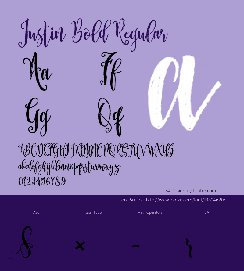 Justin Bold Regular Version 1.000;PS 001.001;hotconv 1.0.56图片样张