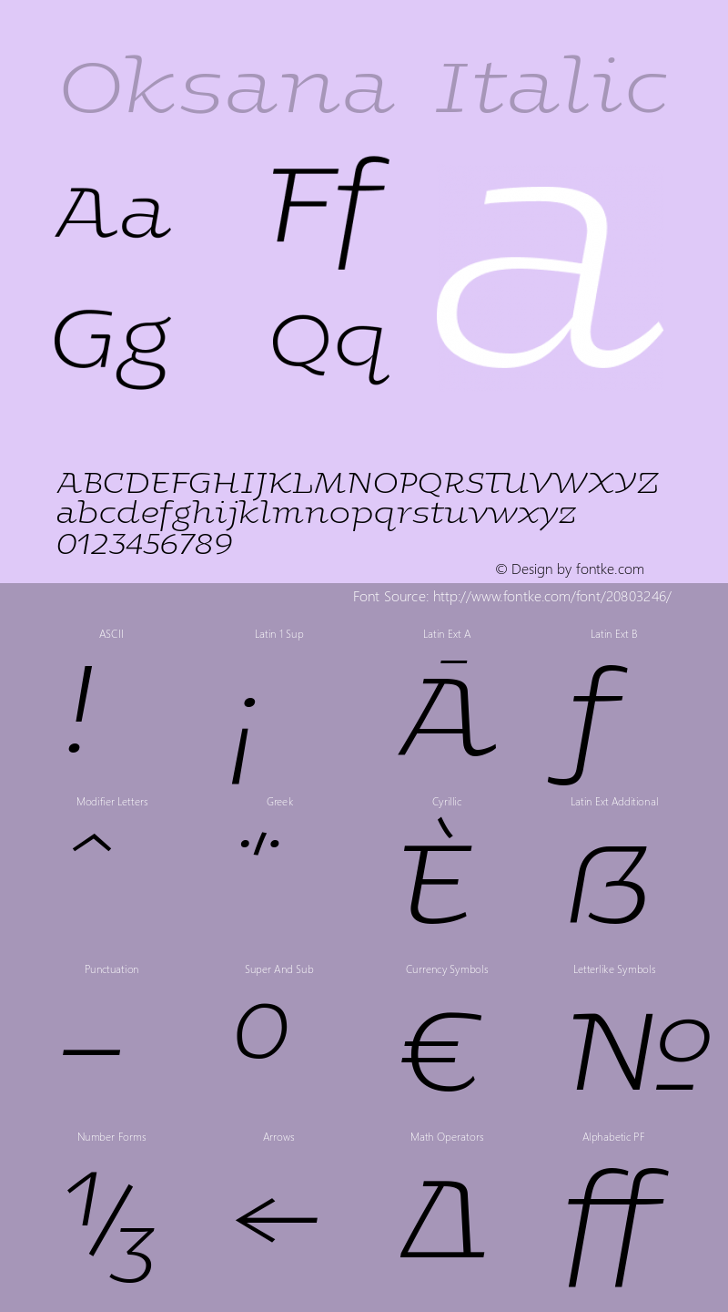 Oksana-Italic Version 2.001图片样张