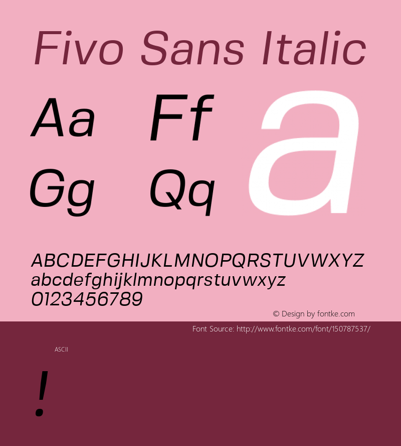 FivoSans-Oblique 1.0; ttfautohint (v1.4.1)图片样张