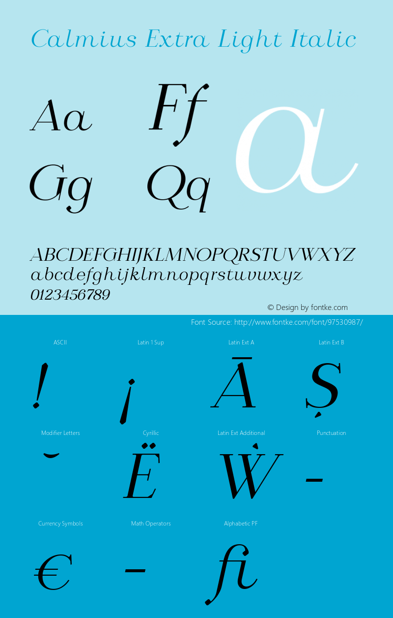 Calmius Extra Light Italic 1.000图片样张