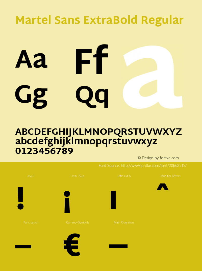 Martel Sans ExtraBold Version 1.001; ttfautohint (v1.1) -l 5 -r 5 -G 72 -x 0 -D latn -f none -w gGD -W -c图片样张