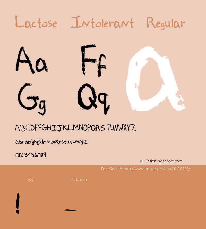 Lactose Intolerant Regular Macromedia Fontographer 4.1 6/13/2004图片样张