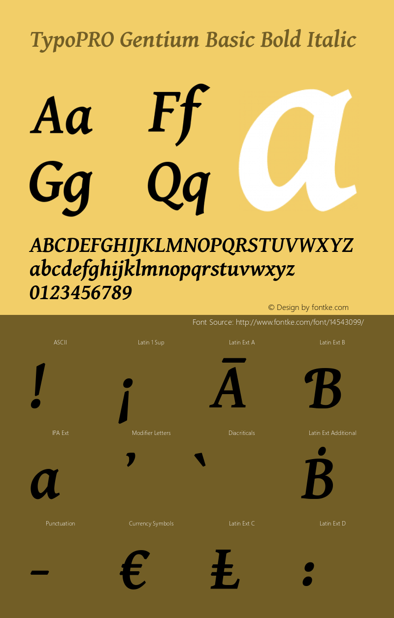 TypoPRO Gentium Basic Bold Italic Version 1.102; 2013; Maintenance release图片样张