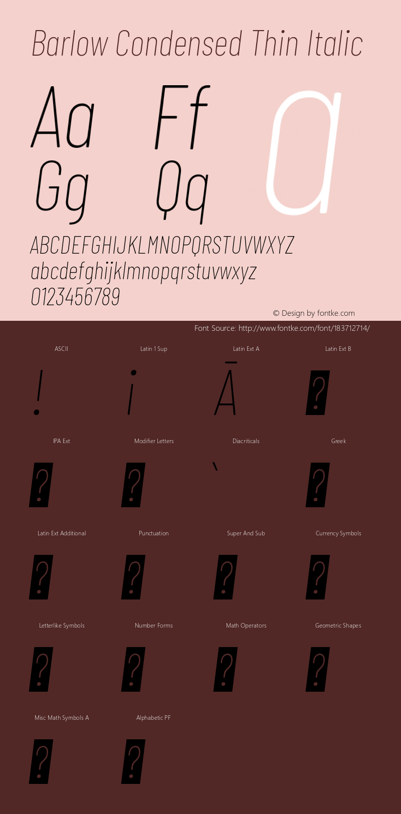 Barlow Condensed Thin Italic Version 1.408图片样张