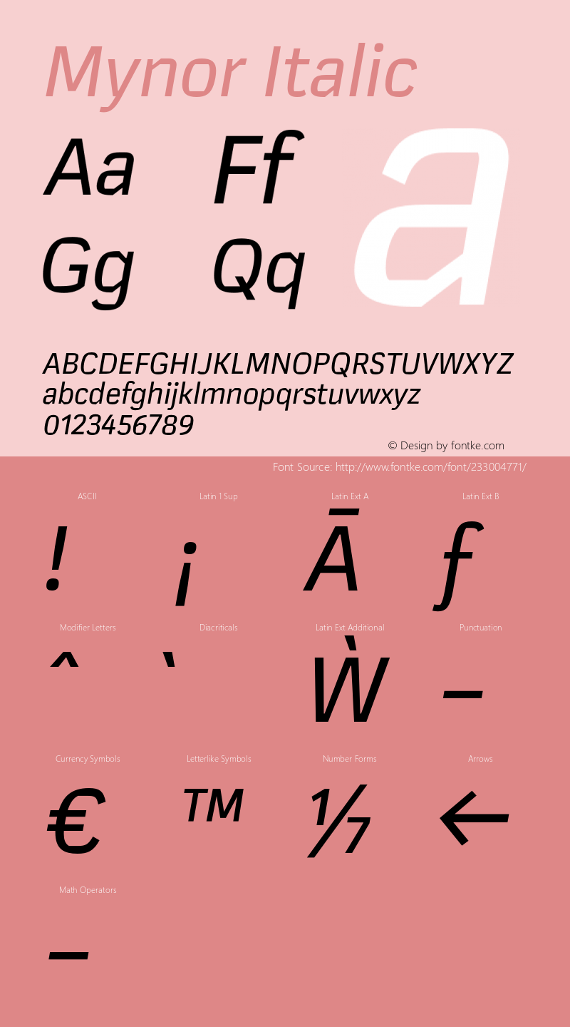 Mynor Regular Italic Version 001.000 January 2019图片样张