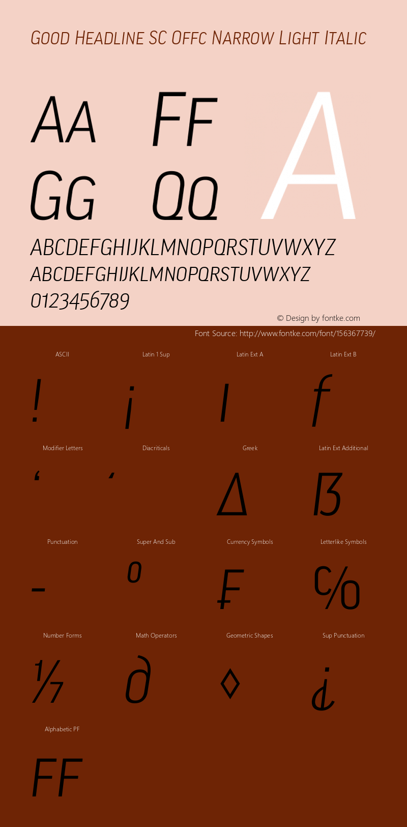 Good Head SC Offc Narrow Light Italic Version 7.504; 2014; Build 1020图片样张