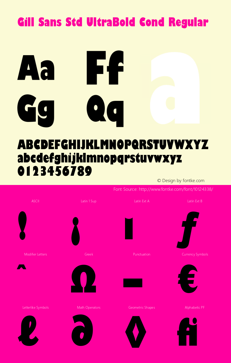 Gill Sans Std UltraBold Cond Regular Version 1.047;PS 001.002;Core 1.0.38;makeotf.lib1.6.5960图片样张