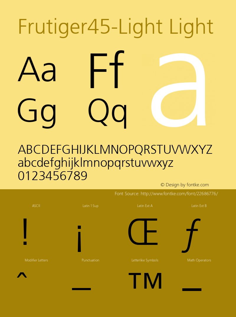 Frutiger45-Light Version 1.00图片样张