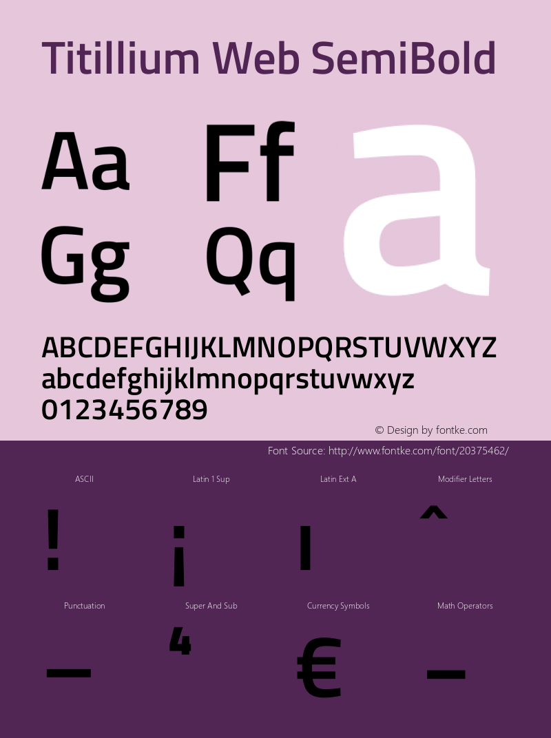 Titillium WebSemiBold Version 1.001;PS 57.000;hotconv 1.0.70;makeotf.lib2.5.55311图片样张