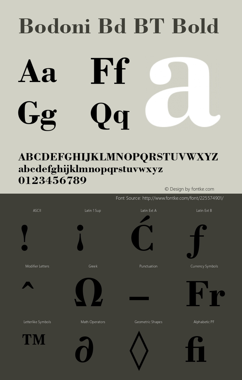 Bodoni Bd BT Bold Version 1.01 emb4-OT图片样张