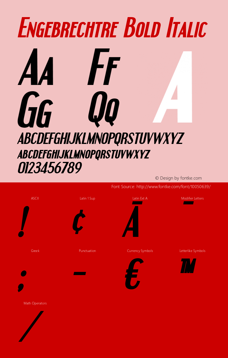 Engebrechtre Bold Italic Version 1.0; 2000; initial release图片样张