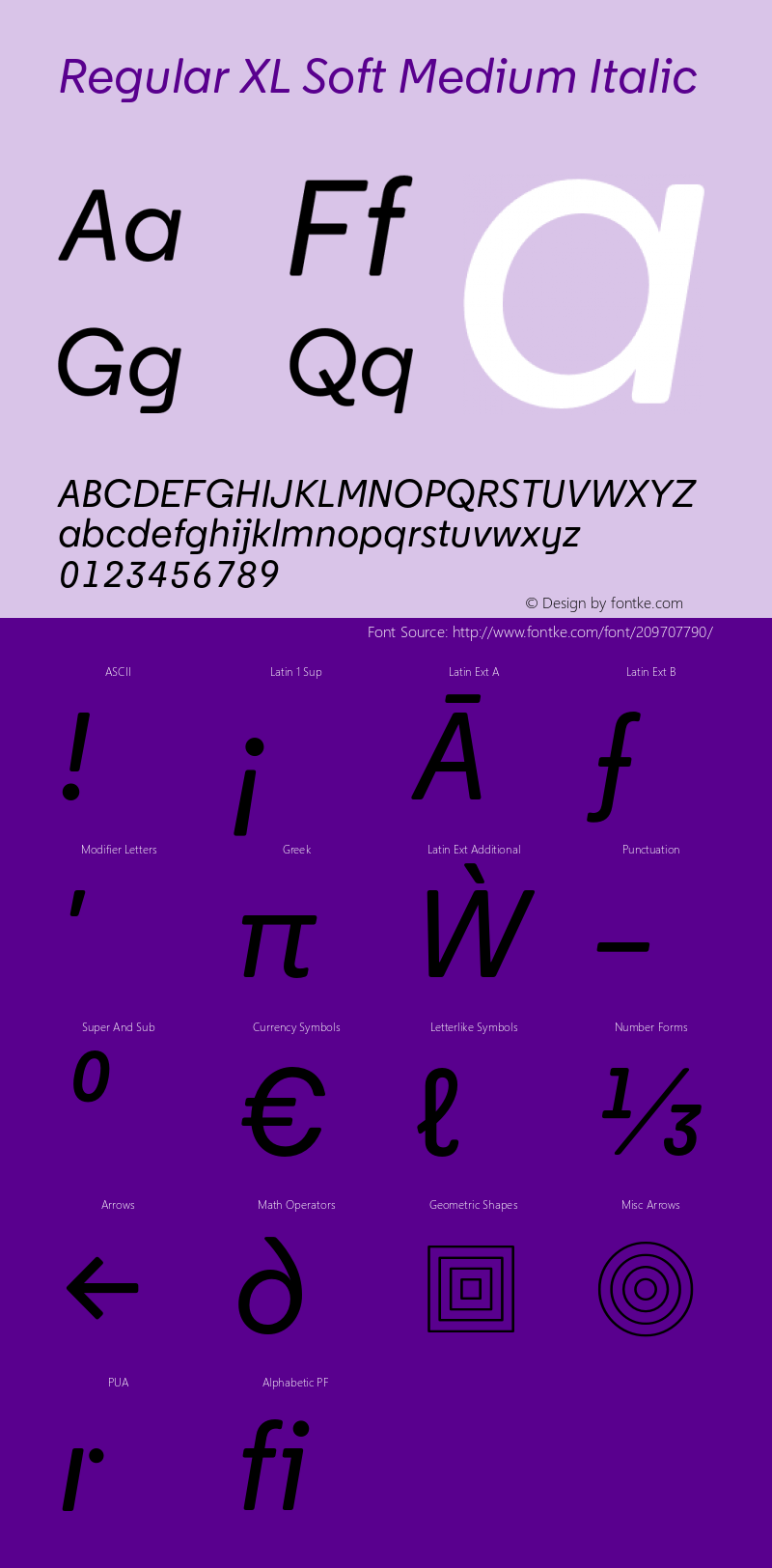 Regular XL Soft Medium Italic Version 1.002图片样张