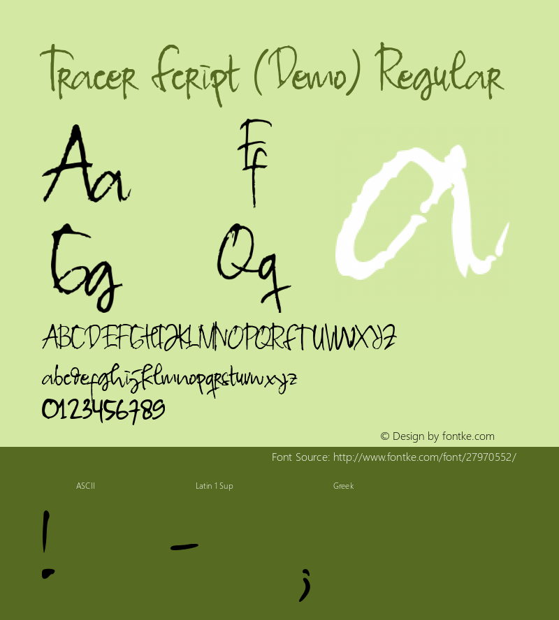 Tracer Script (Demo) Version 1.00;December 17, 2018;FontCreator 11.5.0.2427 64-bit图片样张