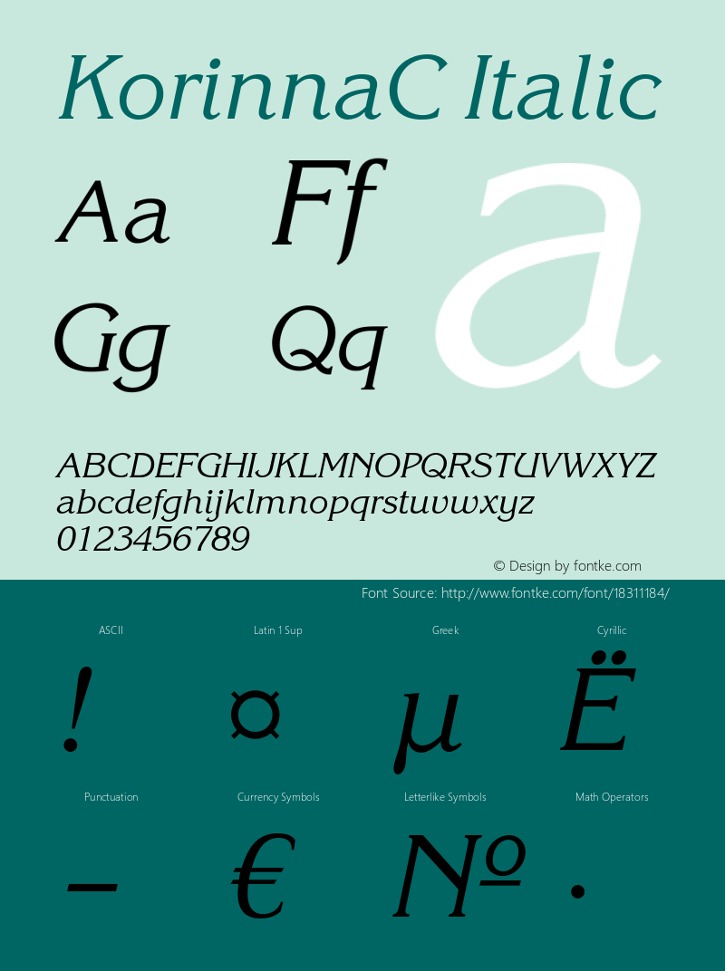 KorinnaC Italic OTF 1.0;PS 001.000;Core 116;AOCW 1.0 161图片样张