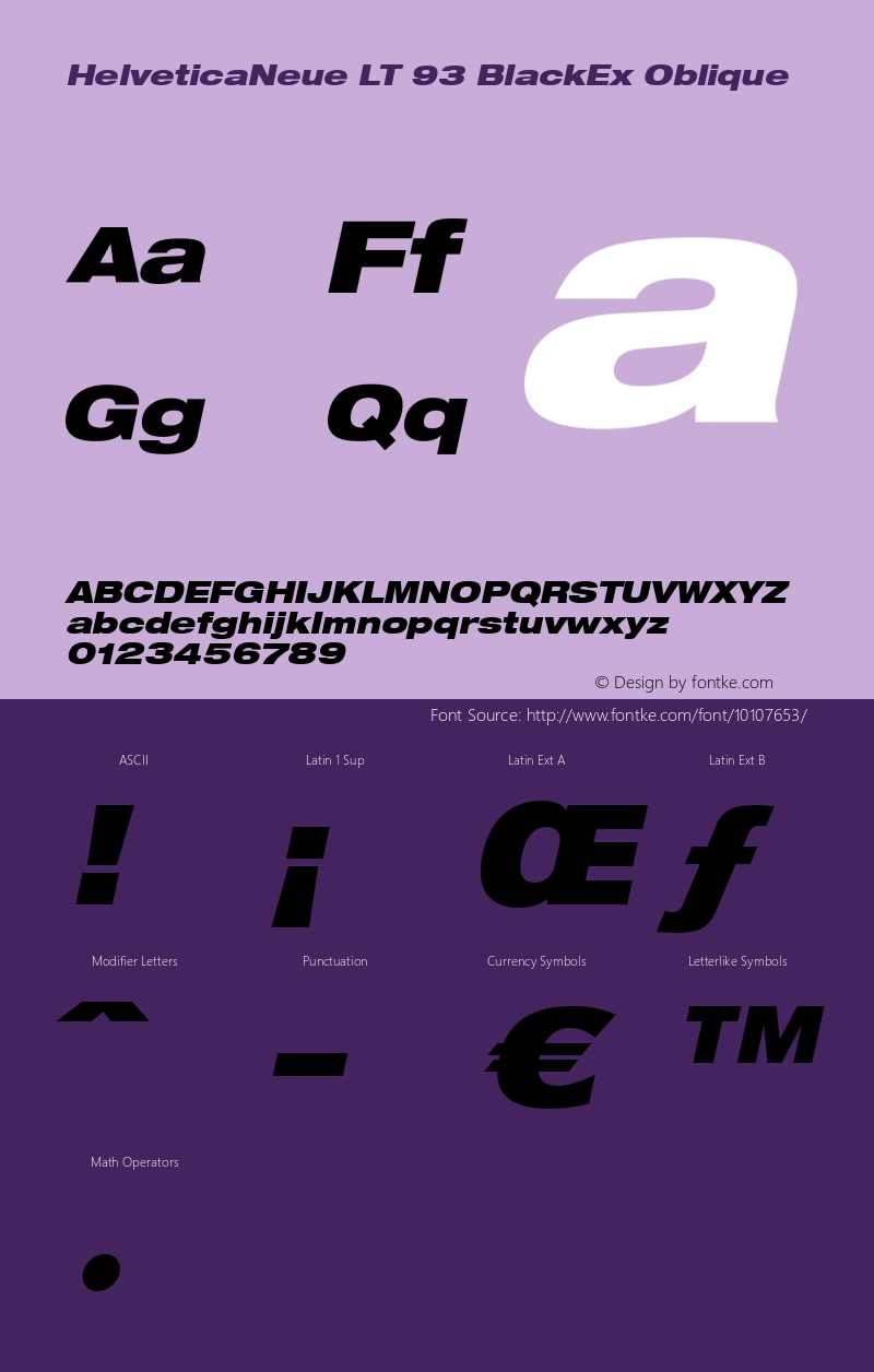 HelveticaNeue LT 93 BlackEx Oblique Version 6.1; 2002图片样张