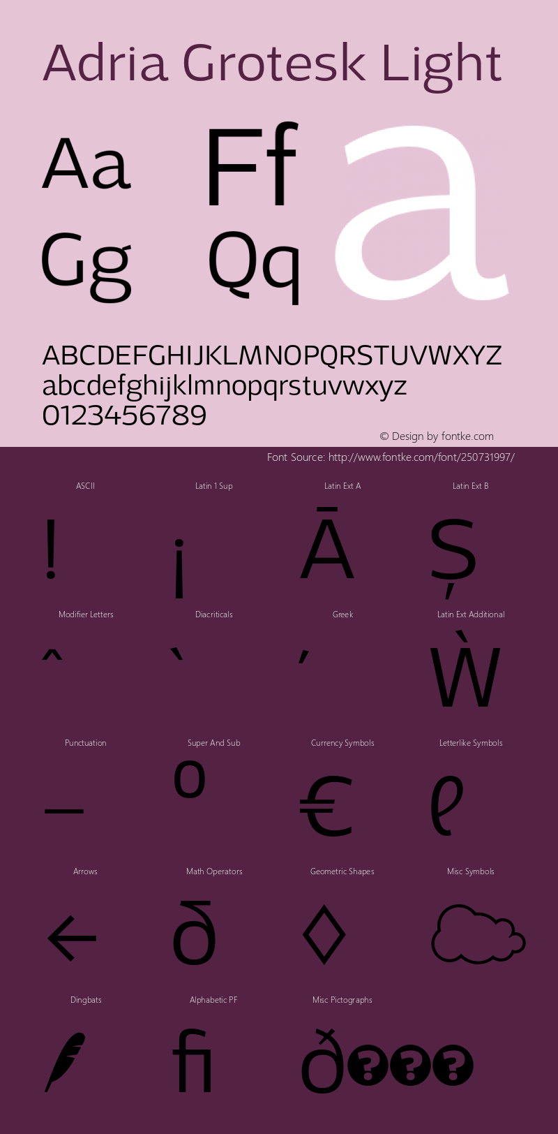 Adria Grotesk Light Version 1.001;PS 001.001;hotconv 1.0.70;makeotf.lib2.5.58329图片样张