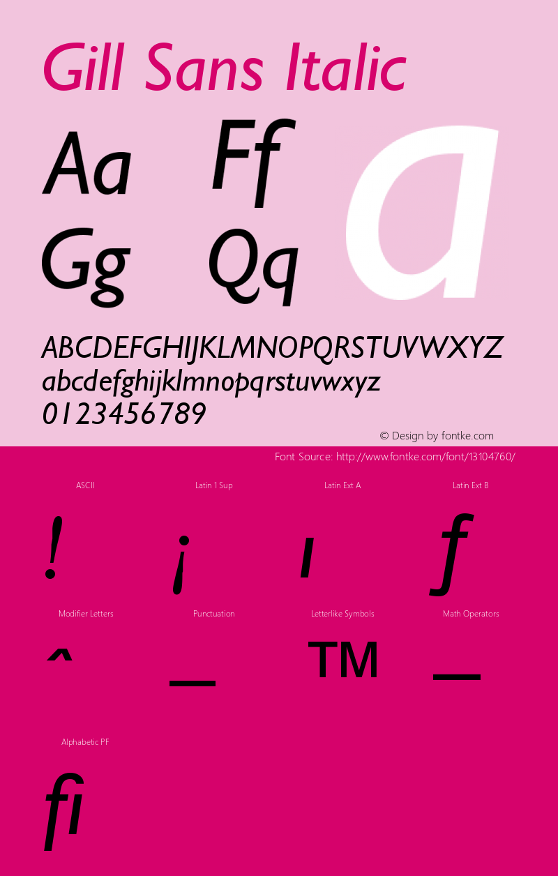 Gill Sans Italic Version 4图片样张