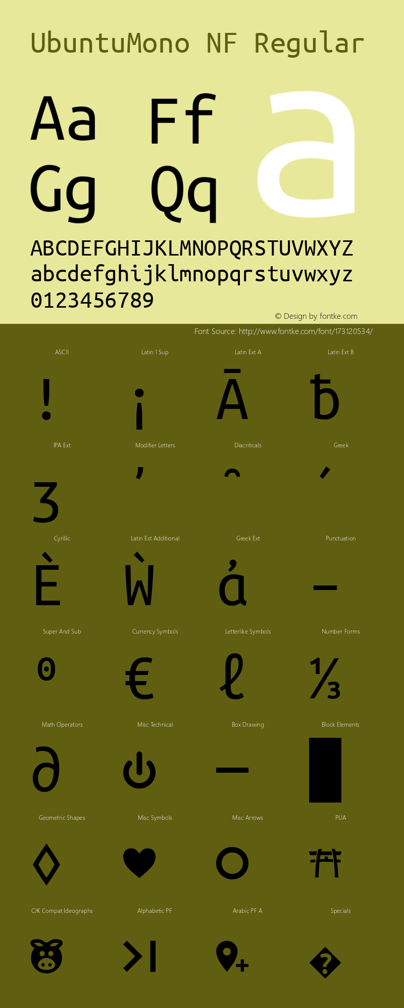 Ubuntu Mono Nerd Font Complete Mono Windows Compatible Version 0.80图片样张