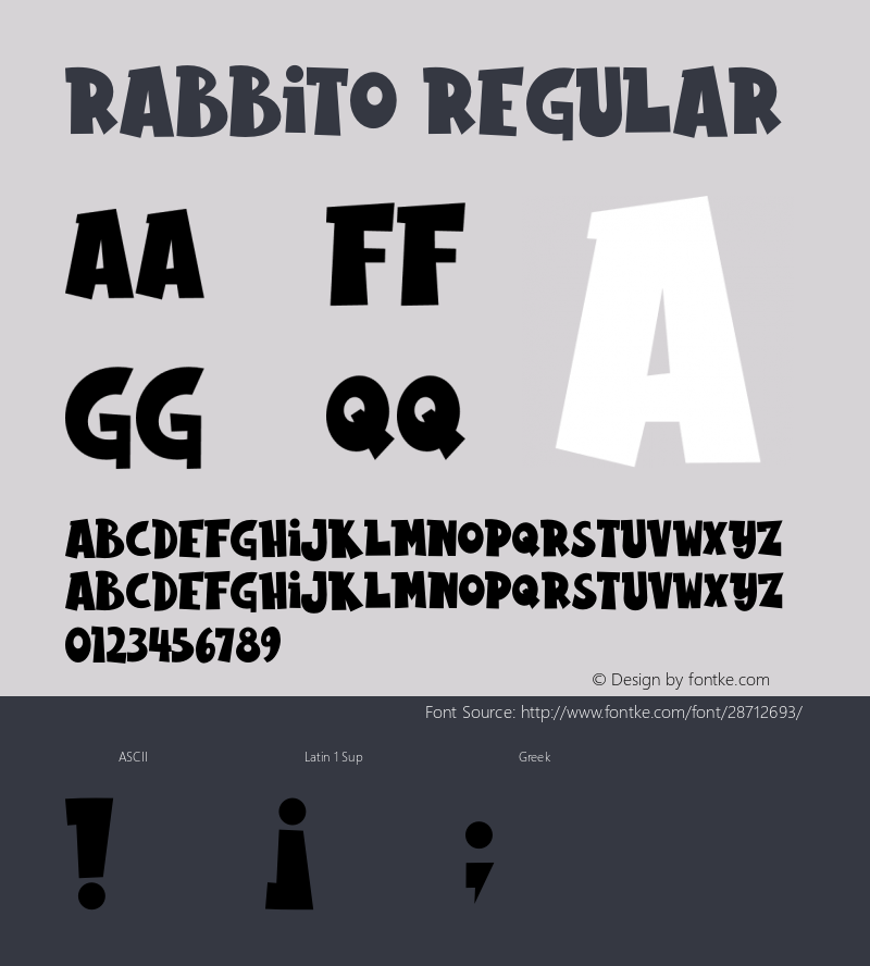 Rabbito Version 1.00;February 28, 2019;FontCreator 11.5.0.2422 64-bit图片样张