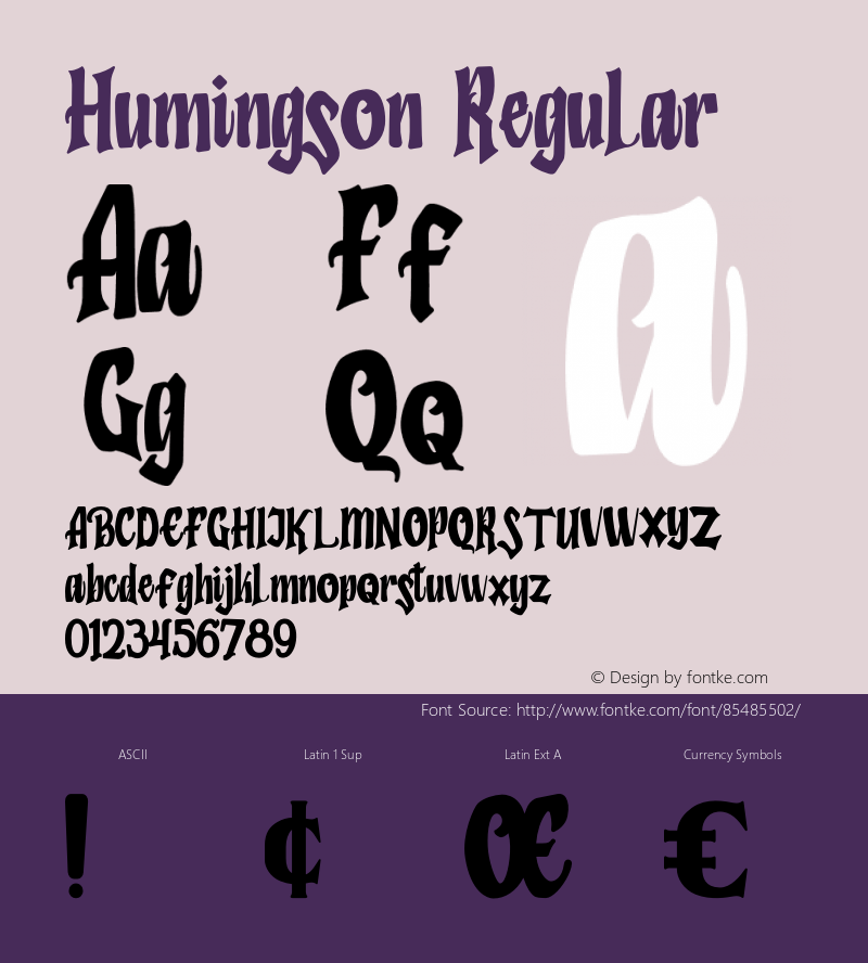 Humingson Version 1.00;July 16, 2020;FontCreator 12.0.0.2563 64-bit图片样张