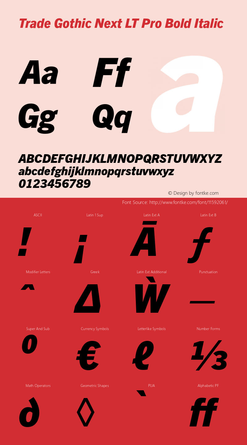 Trade Gothic Next LT Pro Bold Italic Version 2.00图片样张