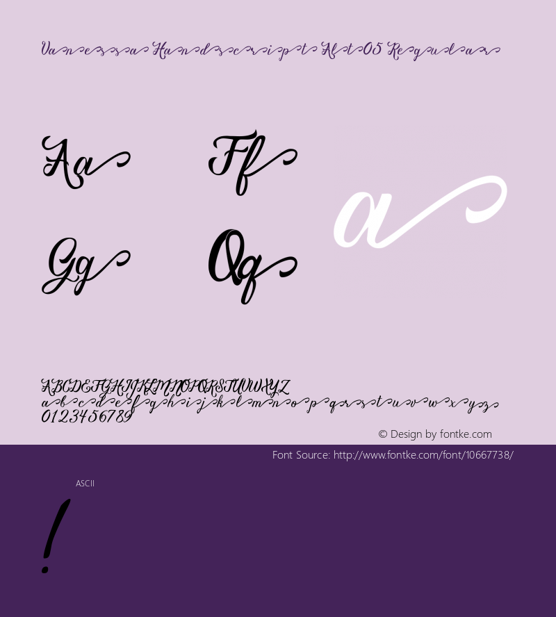 Vanessa Handscript Alt05 Regular Version 1.000图片样张