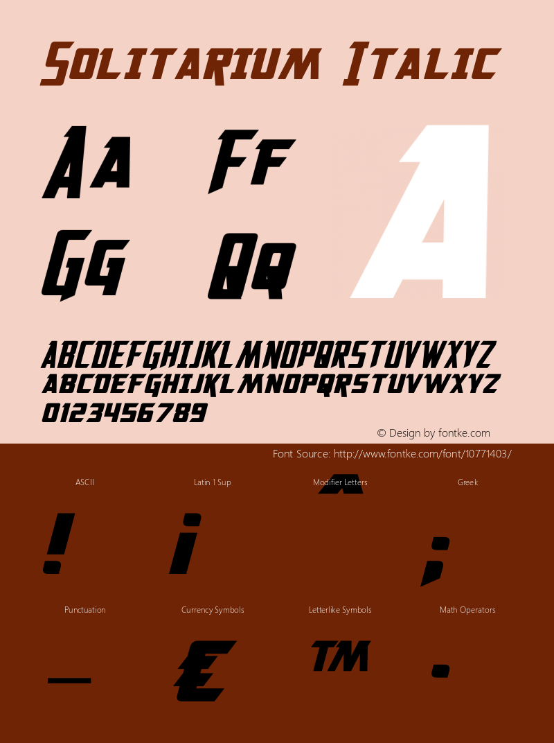 Solitarium Italic Version 1.00 April 17, 2013, initial release图片样张