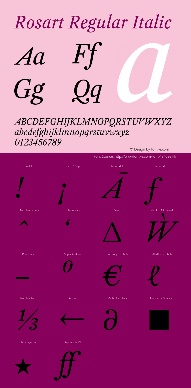 Rosart Regular Italic Version 1.001; ttfautohint (v1.4.1)图片样张
