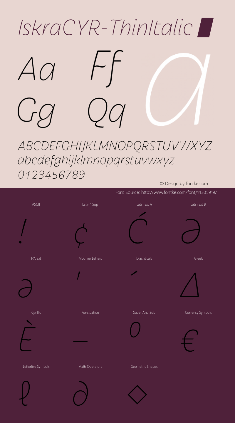 IskraCYR-ThinItalic ☞ Version 1.000;com.myfonts.type-together.iskra.cyr-thin-italic.wfkit2.3UqQ图片样张