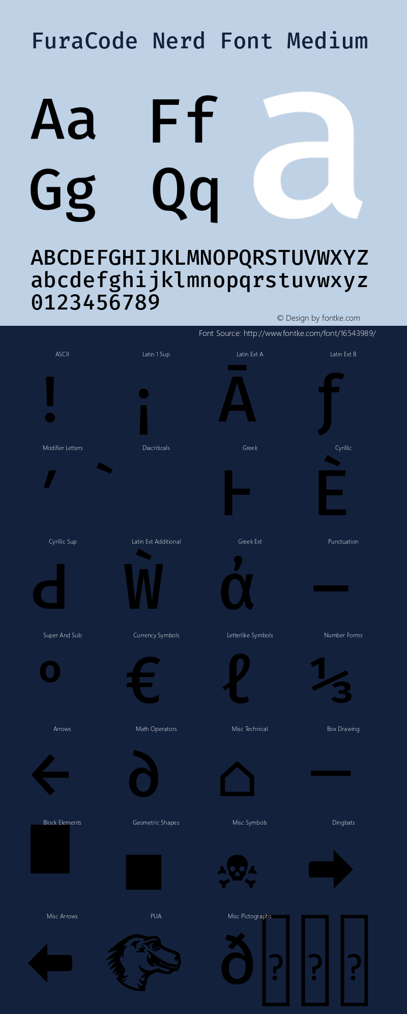 FuraCode Nerd Font Medium Version 1.102;PS 001.102;hotconv 1.0.88;makeotf.lib2.5.64775图片样张