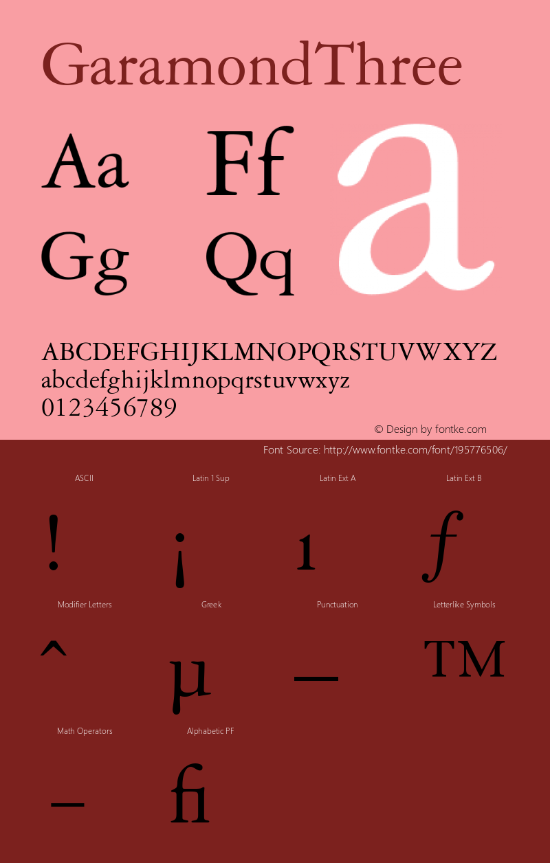 ☞Garamond Three Version 001.001 ;com.myfonts.easy.mti.garamond-3.garamond-three.wfkit2.version.tk4图片样张