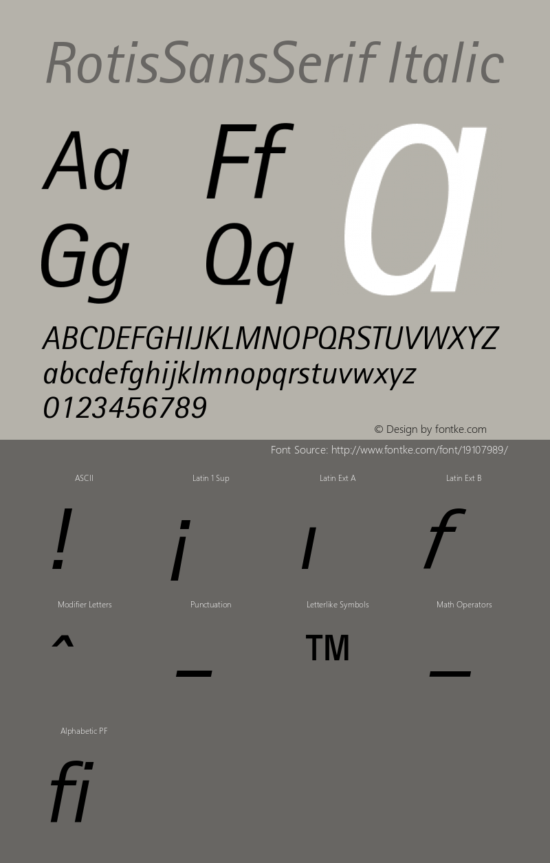 Rotis Sans Serif Italic 56 Version 001.000图片样张