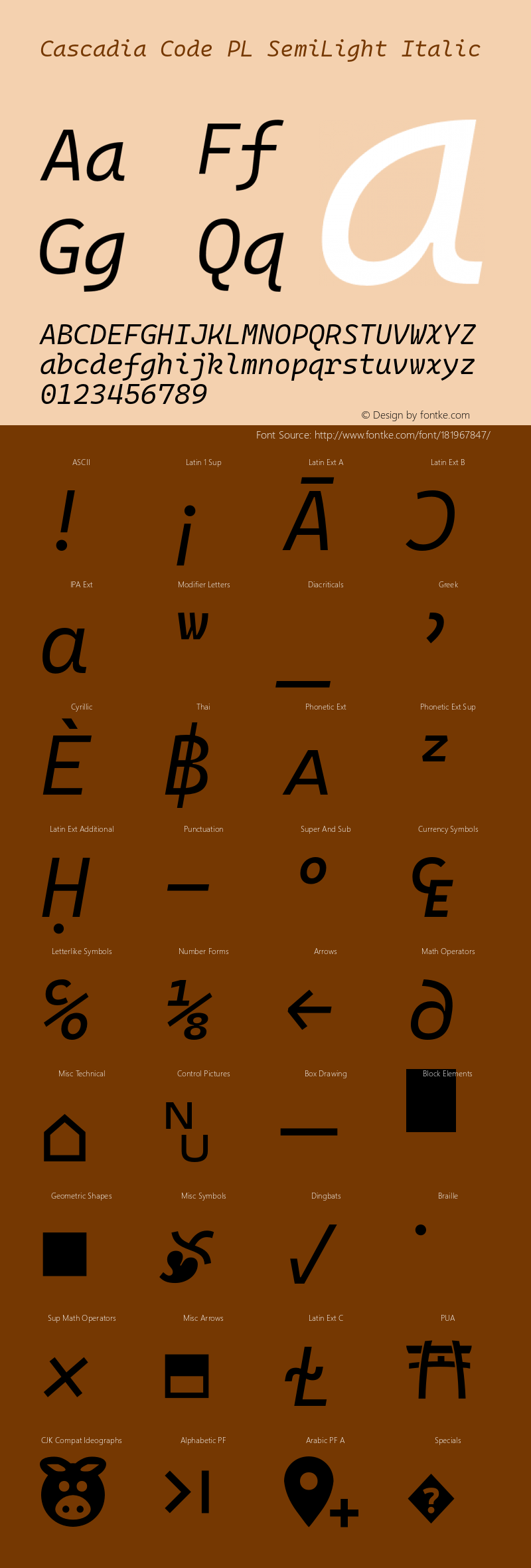 Cascadia Code PL SemiLight Italic Version 2108.026图片样张