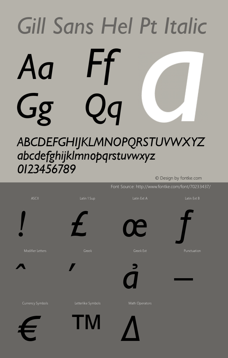 Gill Sans Hel Pt Italic Version 4.301;PS 004.003;hotconv 1.0.38图片样张